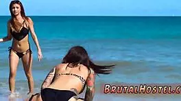 Goth teen solo excites young tourists Felicity and Jade