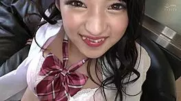 Wow, check this homemade blowjob by a petite 18+ teen in uniform! Her skirt teases with panties. 😍