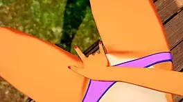 Petite Coco Bandicoot masturbates outdoors, fingering her pussy to climax