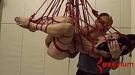 Bondage Slut Drooling During Rough Anal Domination Play