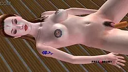 AN ANIMATED 3D PORN VIDEO OF A TEEN 18+ GIRL LAYING ON THE FLOOR AND MASTURBATING USING CARROT!