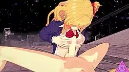 Oshi no Ko Hoshino Ruby enjoys blowjob and handjob in uncensored hentai gameplay