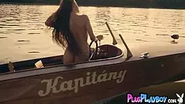 brunette teen joy draiki strips and shows bubble butt outdoors