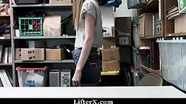 cute blonde shoplifter gets punished with hard fucking by the cop in the store