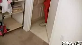 Naked cutie exposes her pussy for a hot blowjob and fucking