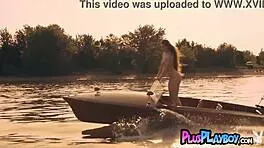 brunette teen joy draiki strips and shows bubble butt outdoors