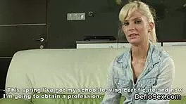 Awesome Teen Rubs Slim Slit To Climax In Close-Up