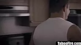 Stepbrother and stepsister compete for stepmoms pussy in family taboo