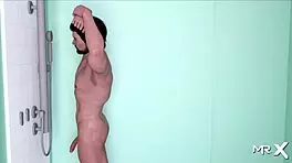 Pine Falls Character Bathing In Shower Scene