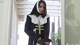 slutty teen lesbian fingers and toys her nun stepsister, leading to 69ing and face sitting
