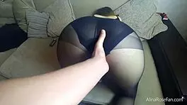 I fucked her big ass in pantyhose and came on it