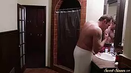 Slutty teen enjoys forbidden sixtynine with her stepdad. What's their secret?