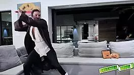 dark side teens climb on bed and ride light sabers