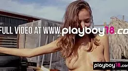 Katya Clover, all-natural Russian, poses naked outdoors