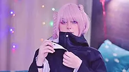 Hentai Cosplayer Nazuna Nanakusa Cums Hard with Tight Pink Pussy on Juntame Vibrator