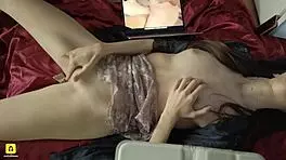 Skinny Girl Candice Delaware Orgasms Watching Porn with Small Tits!