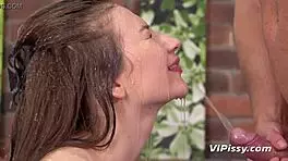 Hey, this petite teen is a submissive piss slut, taking it all