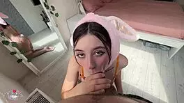 Hungry Bunny Gets Deep Sucking Big Dick And Eating Cum To Satisfy