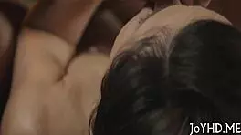 Young girl sucks throbbing penis hard 😏