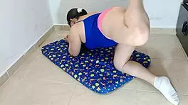 she loves teasing stepfather while stepdaughter slut records pink thong workout