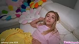 beautiful petite blonde babe krissy knight helps me relax after work with riding and facial