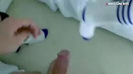 Petite blonde teen 18+ in group activity with ball boy.