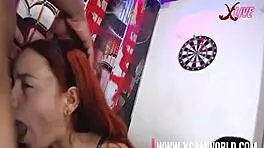 Four Sluts Share One Lucky Big Cock