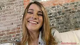 Kinsley Eden, Shy Teen with Natural Tits, Performs Deepthroat Blowjob and Jerk Off Instructions