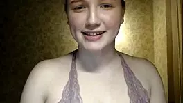 cute shy girl reveals her large natural breasts