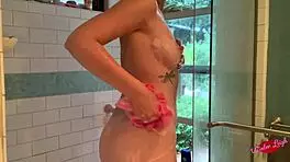 Hey, I'm filling both my holes with dildos in the shower! 😏