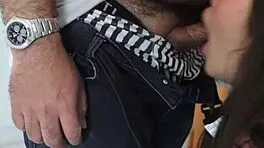 Petite Asian Slut Gives Blowjob and Gets Bent Over for Shaved Pussy Fuck Without Condom Cumshot