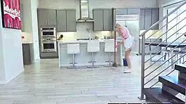 naughty maid chloe temple deepthroats big black cock for cum in mouth, then doggystyle fuck