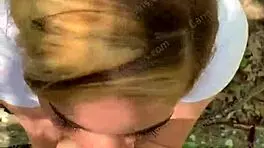 teen 18+ brunette babe deepthroats random jogger on hiking trail, feeling intense pleasure in pov