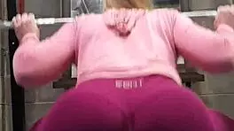 nude squats with butt plug while masturbating at gym