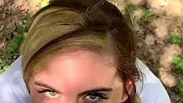 teen 18+ brunette babe deepthroats random jogger on hiking trail, feeling intense pleasure in pov