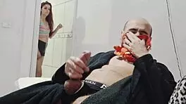 My friend's wife catches me smelling her panties