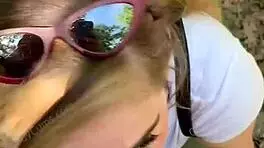 teen 18+ brunette babe deepthroats random jogger on hiking trail, feeling intense pleasure in pov