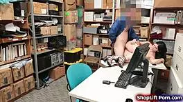 Pornstar shoplifter gets fucked by security guard