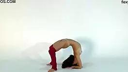Hot Gymnast Anna Ocean Stretches Naked with Small 18+ Tits and Brunette Charm