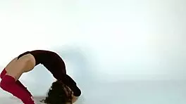 Hot Gymnast Anna Ocean Stretches Naked with Small 18+ Tits and Brunette Charm