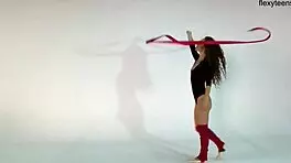 Hot Gymnast Anna Ocean Stretches Naked with Small 18+ Tits and Brunette Charm