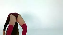 Hot Gymnast Anna Ocean Stretches Naked with Small 18+ Tits and Brunette Charm