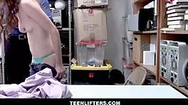 Izzy lush makes a sex deal with the guard to avoid trouble in the shop