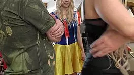 Hot amateur teen 18+ in cosplay costume party with rabbit toy