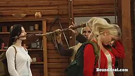 Two Lesbian Slaves Tied Up And Controlled By Dominant Madame