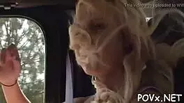 In the game contest, the cute teen exposes her pussy for rough POV fucking.