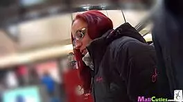 amateur redhead girl gets shopping free