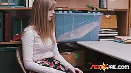 Teenage shoplifter dolly leigh screams riding security cock