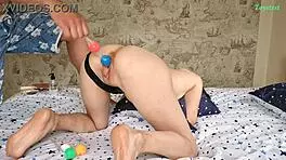 How tight is her wet pussy for tennis balls