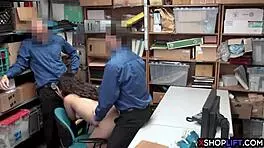 Smart Ass Teen Busted By Security Guys In Back Office